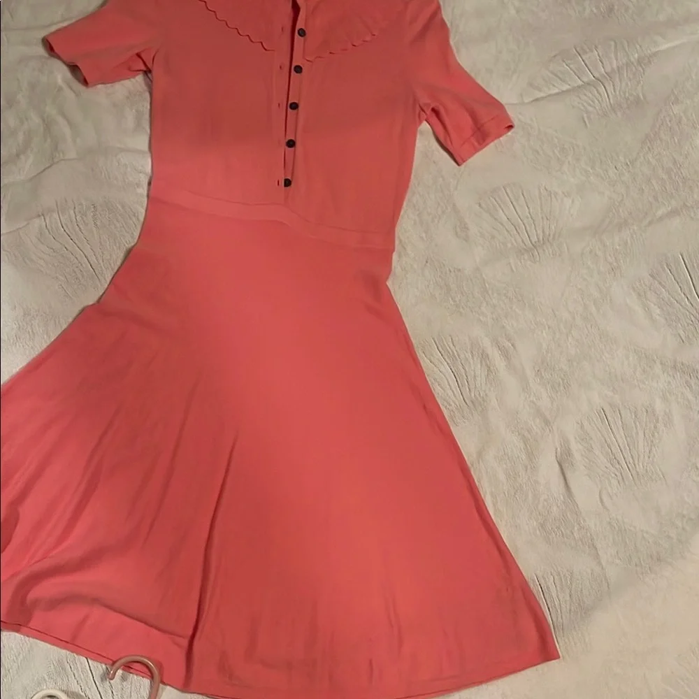 100%Cotton/wool blend Dress with Scalloped Collar - Picture 1 of 3